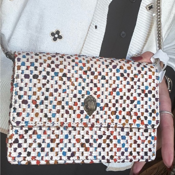 Authentic KURT GEIGER Leather/braided magnetic closure flap eagle head Crosby - Picture 7 of 16